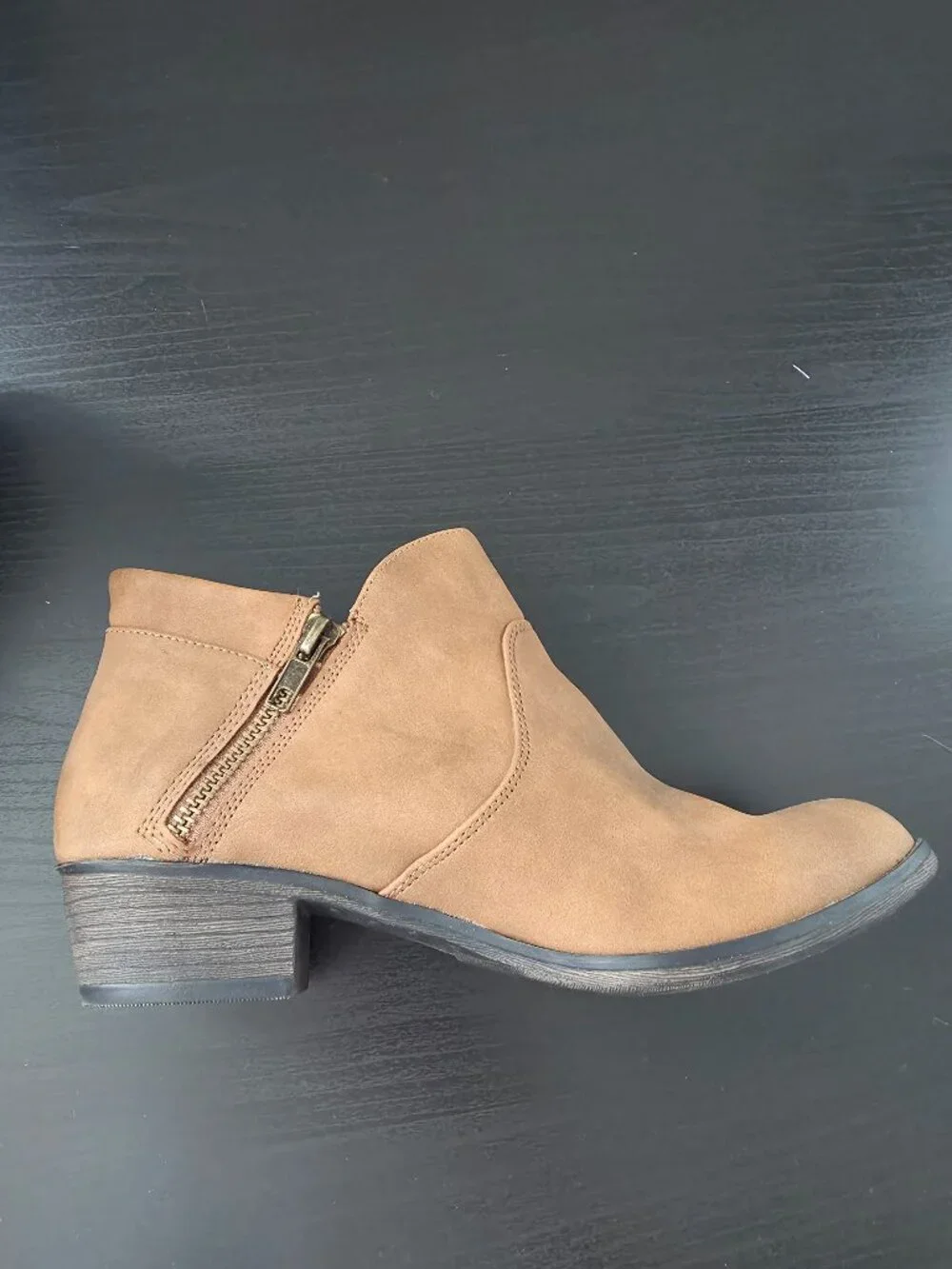 American Rag Brown Zipper Detail Ankle Boot - Size 6.5